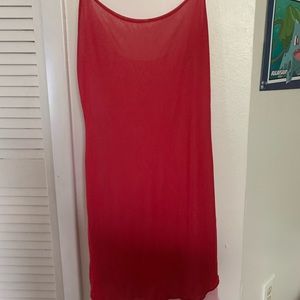 Red slip dress